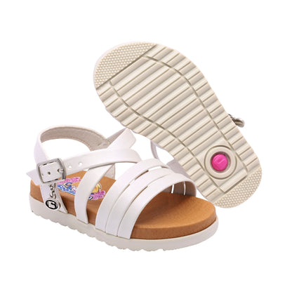 Sandalia Coqueta para niña en sintético perla Cameron con con tiras cruzadas