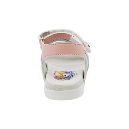 Sandalia Coqueta para niña en sintético rosa Cameron con detalles de corazones.