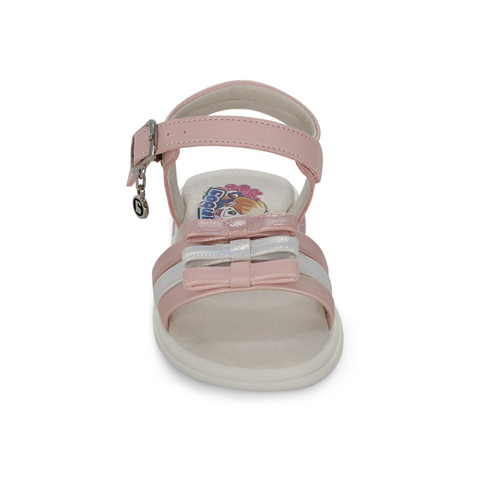 Sandalia Coqueta para niña en sintético rosa Sofi con detalles de moños.