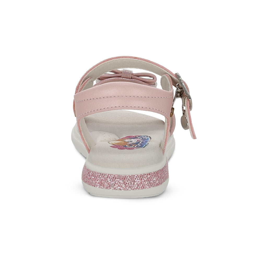 Sandalia Coqueta para niña en sintético rosa Sofi con detalles de moños.