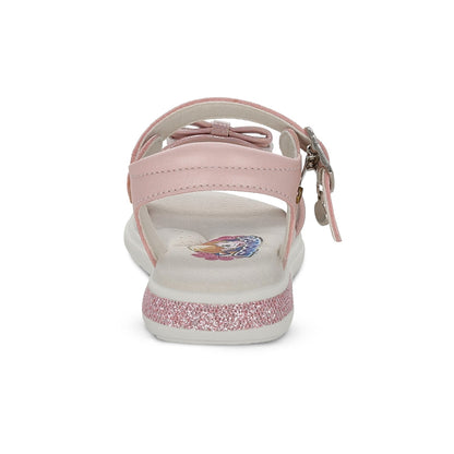 Sandalia Coqueta para niña en sintético rosa Sofi con detalles de moños.