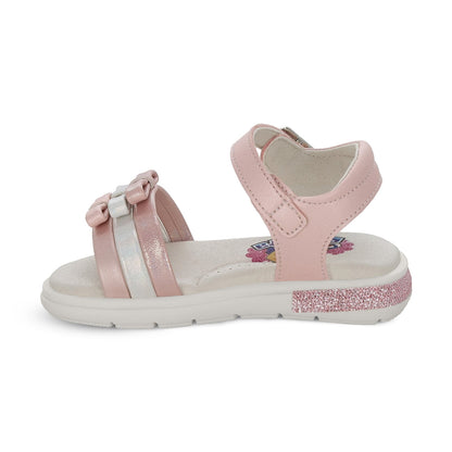 Sandalia Coqueta para niña en sintético rosa Sofi con detalles de moños.