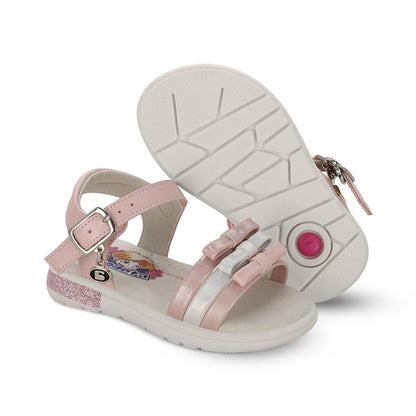 Sandalia Coqueta para niña en sintético rosa Sofi con detalles de moños.