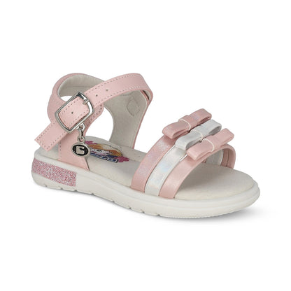 Sandalia Coqueta para niña en sintético rosa Sofi con detalles de moños.