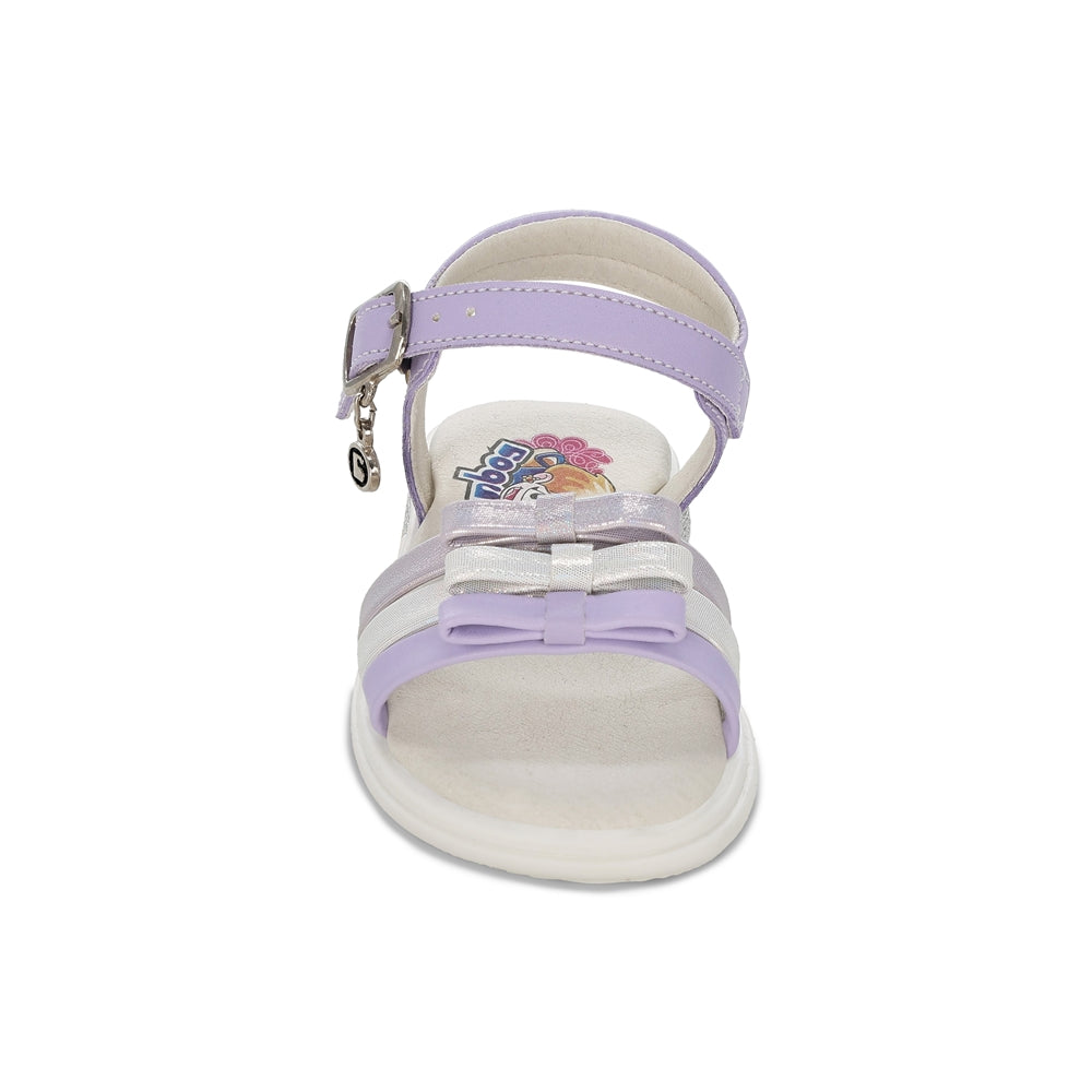 Sandalia Coqueta para niña en sintético lila Sofi con detalles de moños.