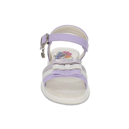Sandalia Coqueta para niña en sintético lila Sofi con detalles de moños.