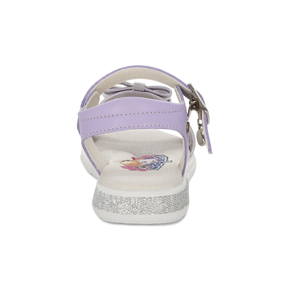 Sandalia Coqueta para niña en sintético lila Sofi con detalles de moños.