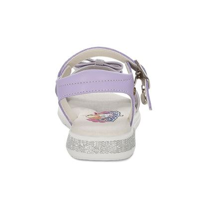 Sandalia Coqueta para niña en sintético lila Sofi con detalles de moños.