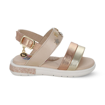 Sandalia Coqueta para niña en sintético beige Sofi con detalles de estrellas.