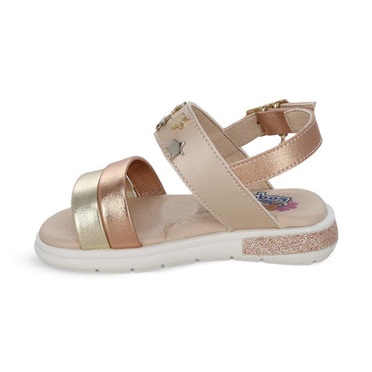 Sandalia Coqueta para niña en sintético beige Sofi con detalles de estrellas.