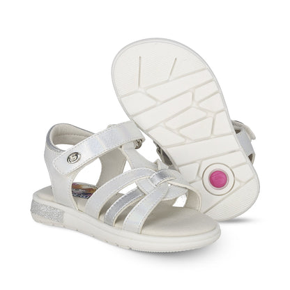 Sandalia Coqueta para niña en color perla Sofi con tira de contacto