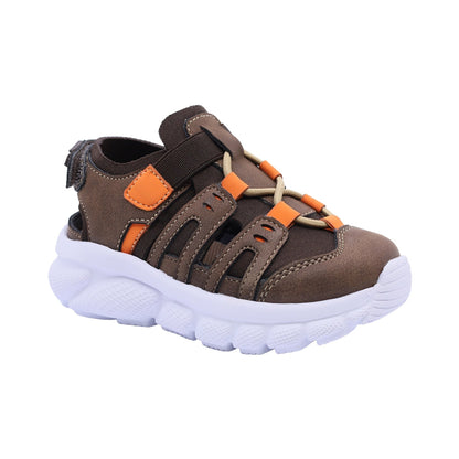 Sandalias Audaz para niño en sintético café Waffle con tira de contacto