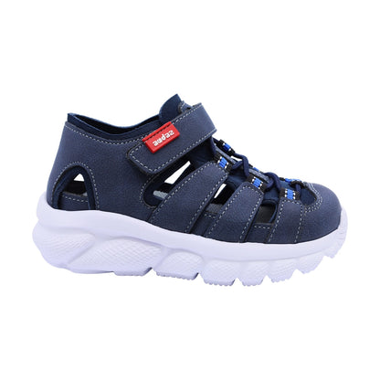 Sandalias Audaz para niño en sintético azul waffle con tira de contacto