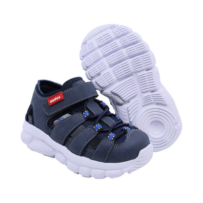 Sandalias Audaz para niño en sintético azul waffle con tira de contacto