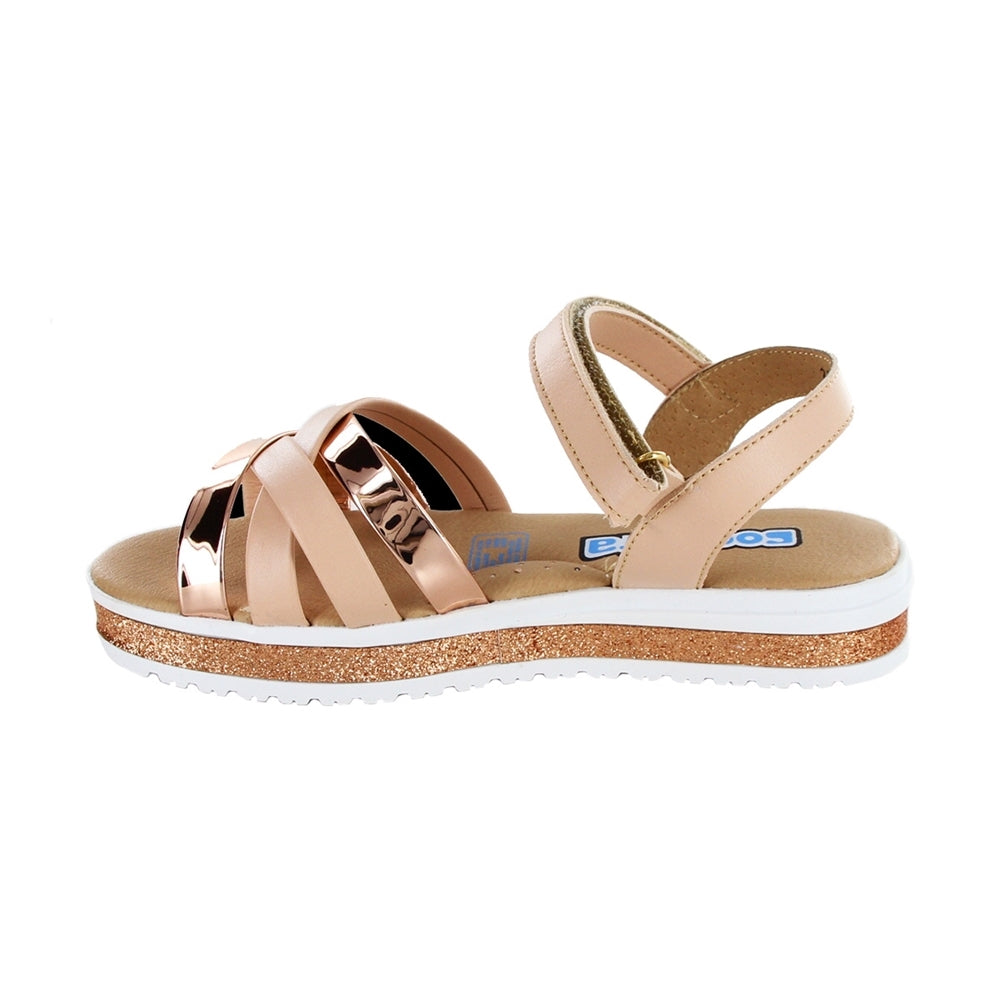 Sandalias Coqueta para niña en sintético beige Casandra con ajuste seguro