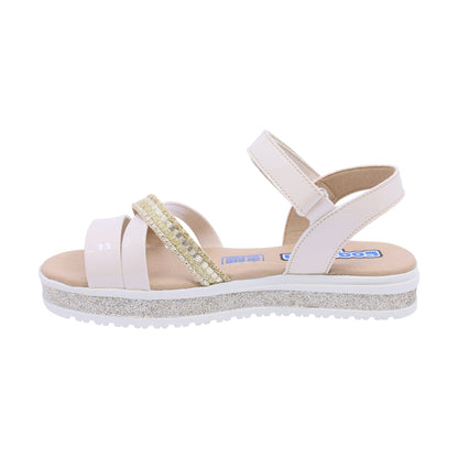 Sandalia Coqueta para niña en sintético beige Casandra con tira de contacto.