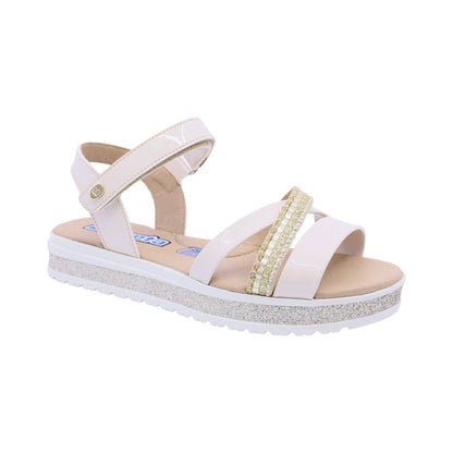 Sandalia Coqueta para niña en sintético beige Casandra con tira de contacto.