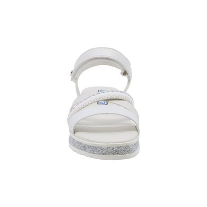 Sandalia Coqueta para niña en sintético perla Casandra con tira de contacto.