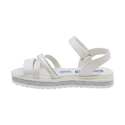 Sandalia Coqueta para niña en sintético perla Casandra con tira de contacto.