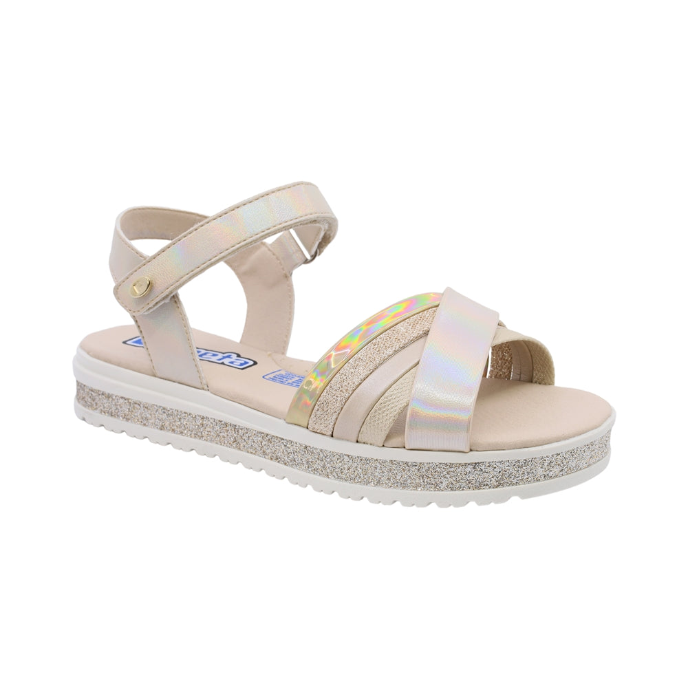 Sandalias Coqueta para niña en sintético oro Casandra con ajuste seguro