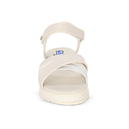 Sandalia Coqueta para niña en sintético perla Casandra con tira de contacto