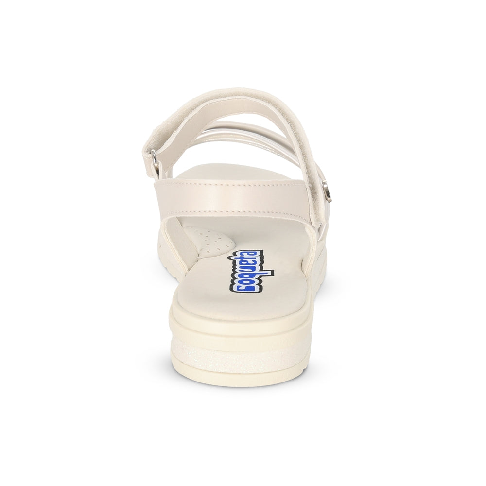 Sandalia Coqueta para niña en sintético perla Casandra con tira de contacto