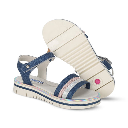 Sandalia Coqueta para niña en sintético azul Valentina con tira de contacto