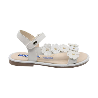 Sandalias Coqueta para niña en sintético perla Yalitza con diseño floral