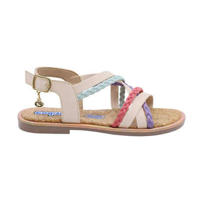 Sandalias Coqueta para niña en sintético beige Yalitza con diseño de tiras trenzadas