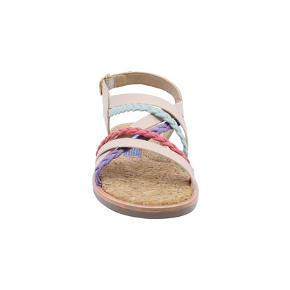 Sandalias Coqueta para niña en sintético beige Yalitza con diseño de tiras trenzadas