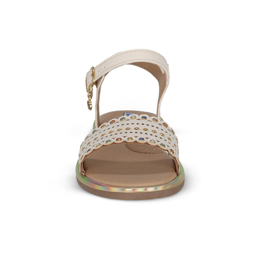 Sandalia Coqueta para niña en sintético beige Yalitza con hebilla