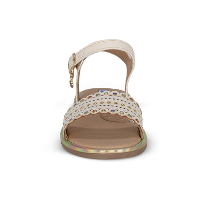 Sandalia Coqueta para niña en sintético beige Yalitza con hebilla