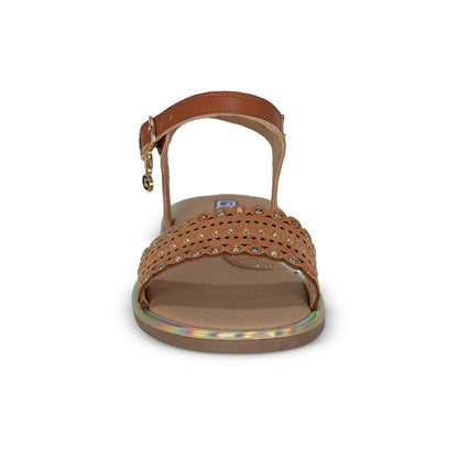 Sandalia Coqueta para niña en sintético miel Yalitza con hebilla