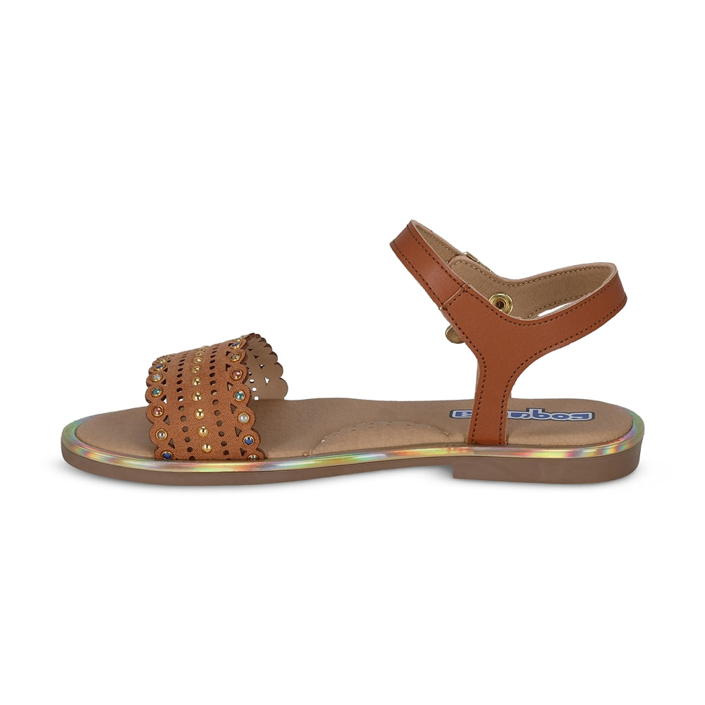 Sandalia Coqueta para niña en sintético miel Yalitza con hebilla