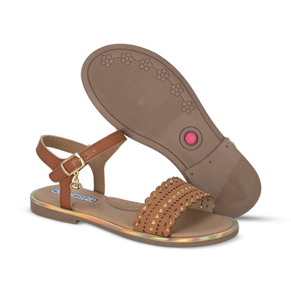 Sandalia Coqueta para niña en sintético miel Yalitza con hebilla