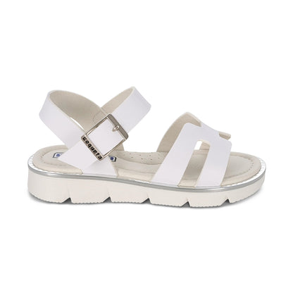 Sandalia Coqueta para niña en sintético blanco Duna con hebilla