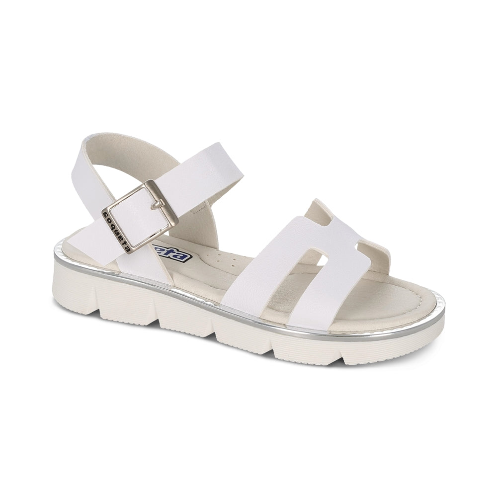 Sandalia Coqueta para niña en sintético blanco Duna con hebilla
