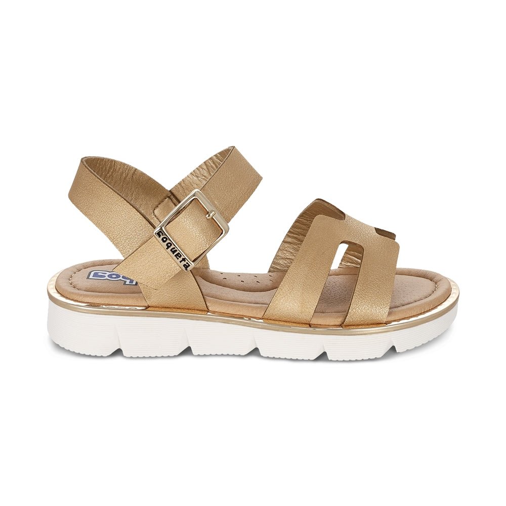 Sandalia Coqueta para niña en sintético oro Duna con hebilla