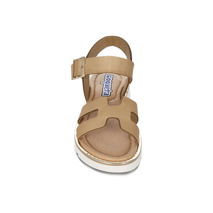 Sandalia Coqueta para niña en sintético oro Duna con hebilla