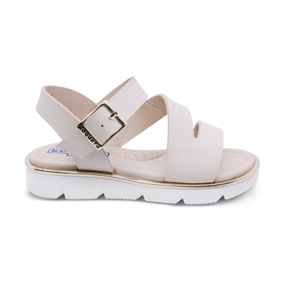 Sandalia Coqueta para niña en sintético beige Duna con hebilla