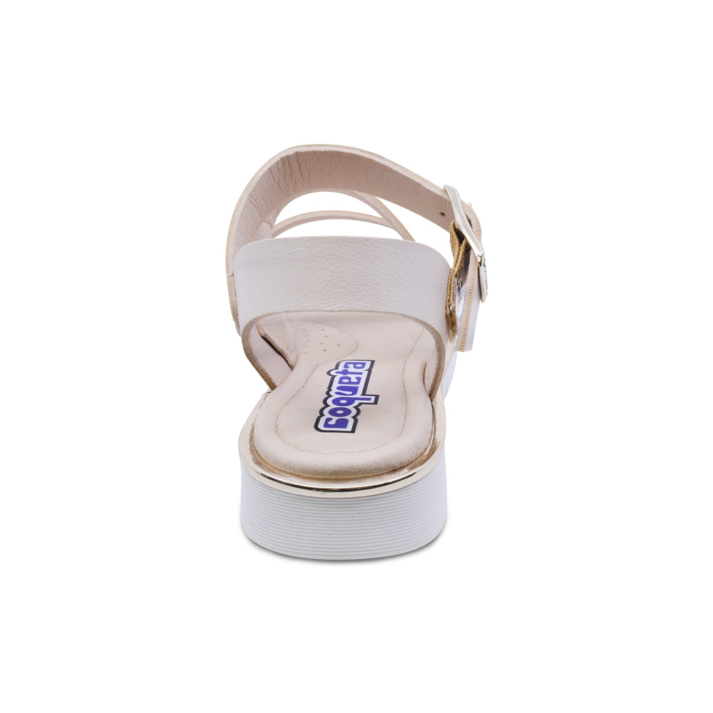 Sandalia Coqueta para niña en sintético beige Duna con hebilla