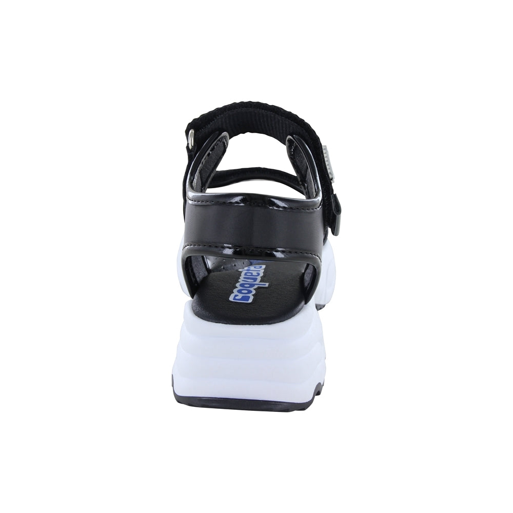 Sandalia Coqueta para niña en sintético negro Salim con doble de tira de contacto