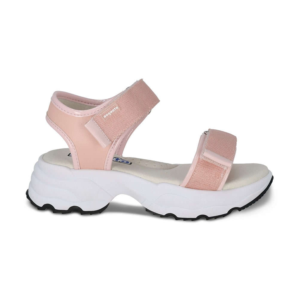 Sandalia Coqueta para niña en sintético salmón Salim con doble tira de contacto