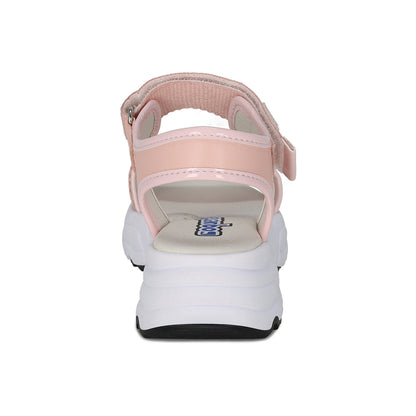 Sandalia Coqueta para niña en sintético salmón Salim con doble tira de contacto