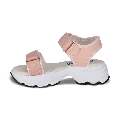 Sandalia Coqueta para niña en sintético salmón Salim con doble tira de contacto