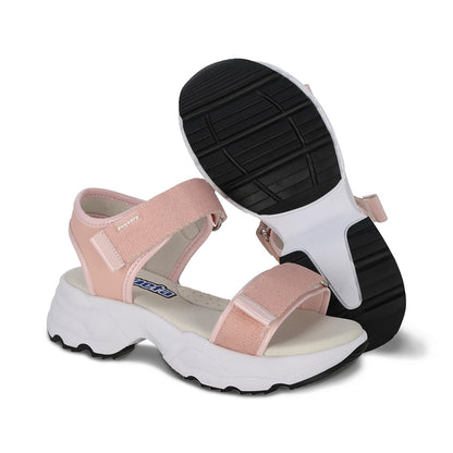 Sandalia Coqueta para niña en sintético salmón Salim con doble tira de contacto