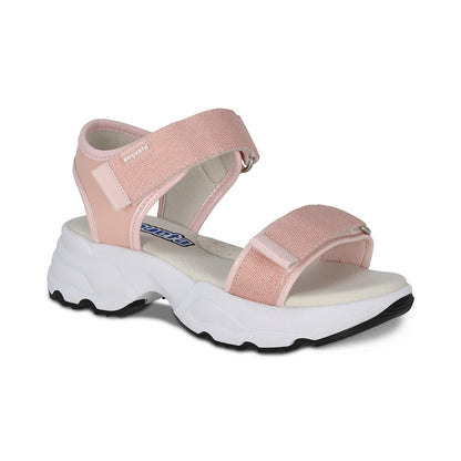 Sandalia Coqueta para niña en sintético salmón Salim con doble tira de contacto