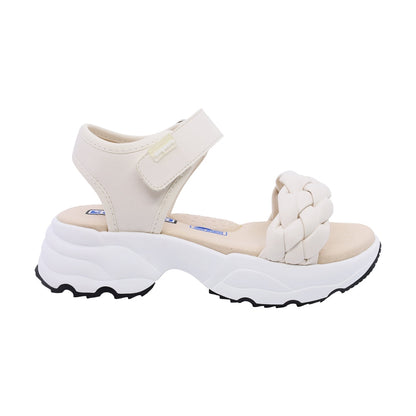 Sandalia Coqueta para niña en sintético blanco Salim con tira de contacto.