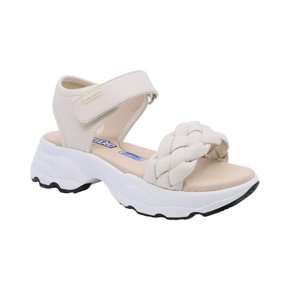 Sandalia Coqueta para niña en sintético blanco Salim con tira de contacto.