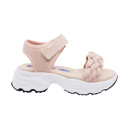 Sandalia Coqueta para niña en sintético beige Salim con tira de contacto.